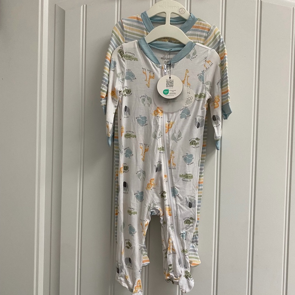 NWT Milkberry Safari Bamboo Footies 3-6mo